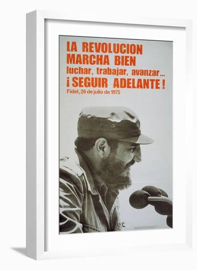 Poster Featuring Fidel Castro, 1975-null-Framed Giclee Print