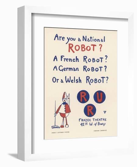 Poster for a New York Production of Capeks Play Rossums Universal Robots-Fornaro-Framed Art Print