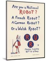 Poster for a New York Production of Capeks Play Rossums Universal Robots-Fornaro-Mounted Art Print