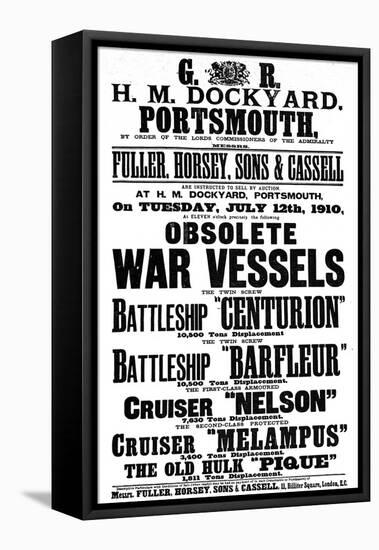 Poster for a Royal Navy Auction, 1910-null-Framed Stretched Canvas