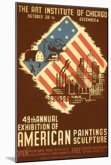 Poster for American Art Exhibition-null-Mounted Art Print