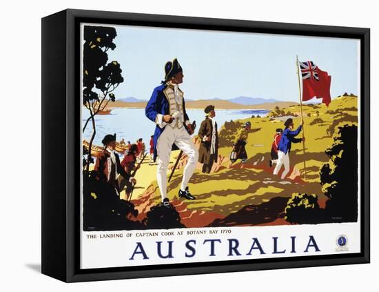 Poster for Australia Showing the Landing of Captain Cook at Botany Bay in 1770-null-Framed Stretched Canvas