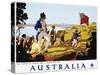 Poster for Australia Showing the Landing of Captain Cook at Botany Bay in 1770-null-Stretched Canvas