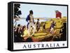 Poster for Australia Showing the Landing of Captain Cook at Botany Bay in 1770-null-Framed Stretched Canvas