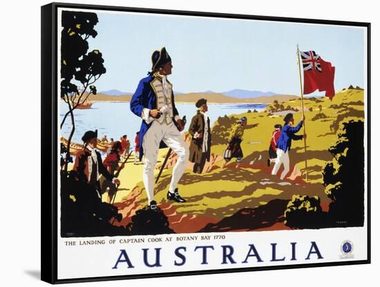 Poster for Australia Showing the Landing of Captain Cook at Botany Bay in 1770-null-Framed Stretched Canvas