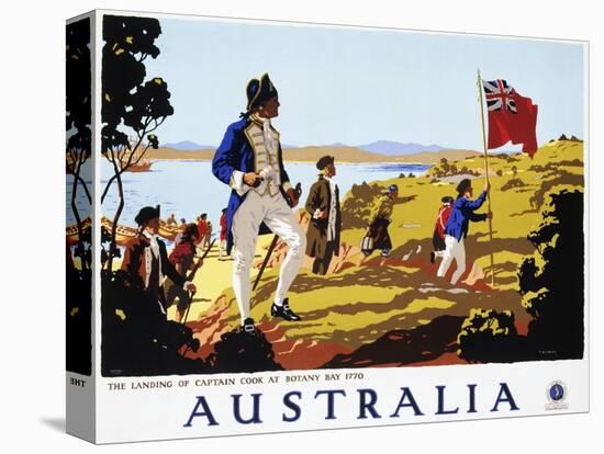 Poster for Australia Showing the Landing of Captain Cook at Botany Bay in 1770-null-Stretched Canvas