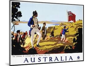 Poster for Australia Showing the Landing of Captain Cook at Botany Bay in 1770-null-Mounted Photographic Print