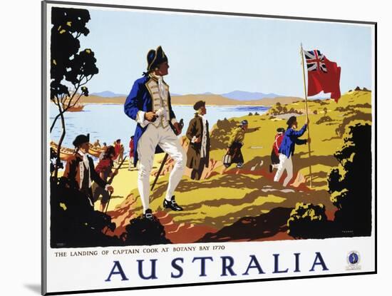 Poster for Australia Showing the Landing of Captain Cook at Botany Bay in 1770-null-Mounted Photographic Print