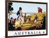 Poster for Australia Showing the Landing of Captain Cook at Botany Bay in 1770-null-Framed Photographic Print