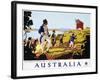 Poster for Australia Showing the Landing of Captain Cook at Botany Bay in 1770-null-Framed Photographic Print