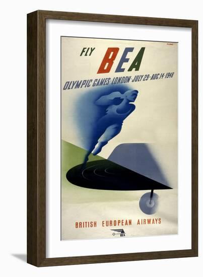 Poster for British European Airways (BEA) Featuring the 1948 London Olympic Games-null-Framed Premium Giclee Print