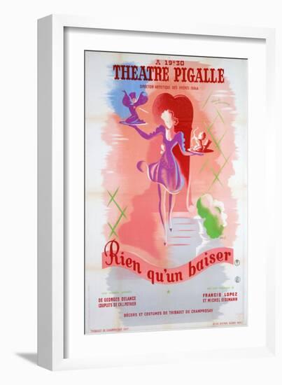 Poster for Just a Kiss, at the Théâtre Pigalle, Paris, 20th Century-null-Framed Giclee Print