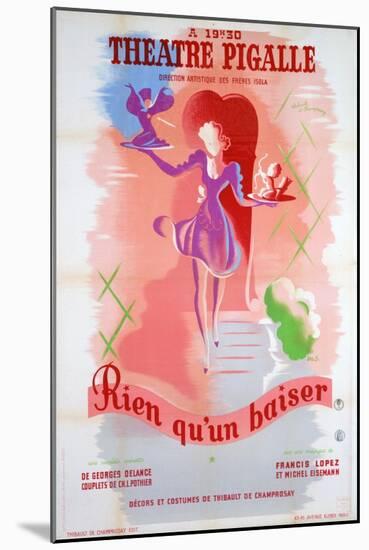 Poster for Just a Kiss, at the Théâtre Pigalle, Paris, 20th Century-null-Mounted Giclee Print