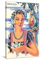 Poster for Mexico, Lady with Parrot-null-Stretched Canvas