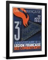 Poster for the 3rd Anniversary of the Foundation of the Legion Francaise Des Combattants, 1943-null-Framed Giclee Print