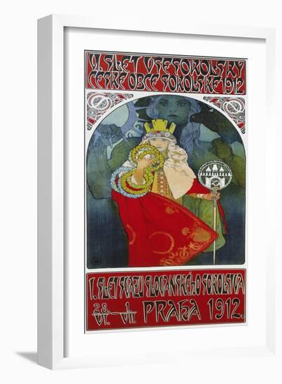 Poster for the 6th Meeting of the Czech Sokol-Union, Prague 1912-Alphonse Mucha-Framed Giclee Print