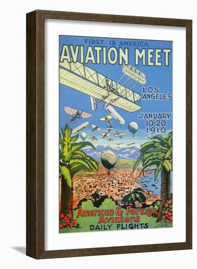 Poster for the First America Aviation Meet, Los Angeles, 1910-null-Framed Giclee Print