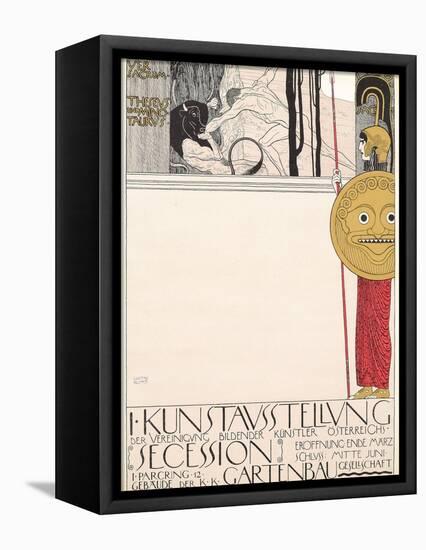Poster for the First Secessionist Exhibition in Vienna in 1898 (Censored Version), 1898-Gustav Klimt-Framed Stretched Canvas