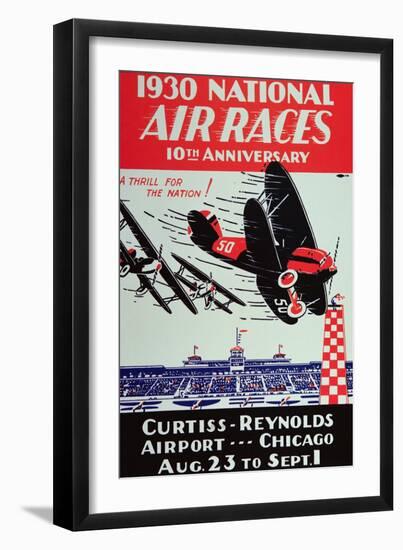 Poster for the National Air Races at the Curtiss-Reynolds Airport, Chicago, 1930-null-Framed Giclee Print