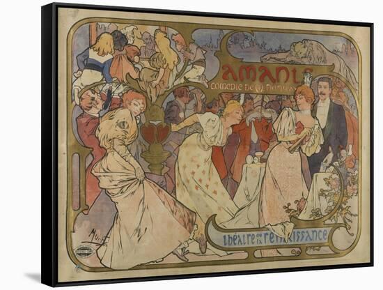 Poster for the Show "Les Amants"-Alphonse Mucha-Framed Stretched Canvas
