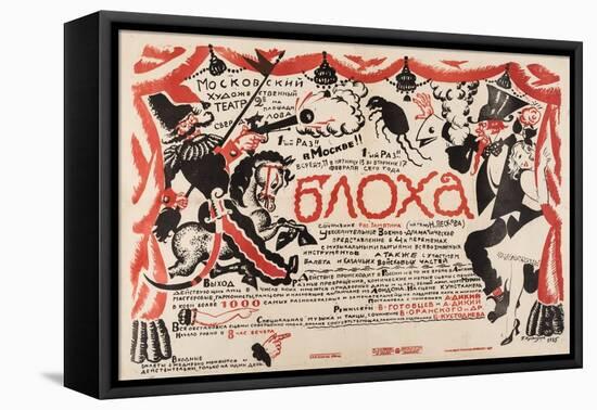 Poster for the Theatre Play the Flea by E. Zamyatin, 1925 (Lithograph)-Boris Mikhailovich Kustodiev-Framed Stretched Canvas