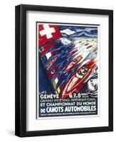 Poster for the World Motor Boat Championships in Geneva from the 6Th-8th August 1938-null-Framed Art Print