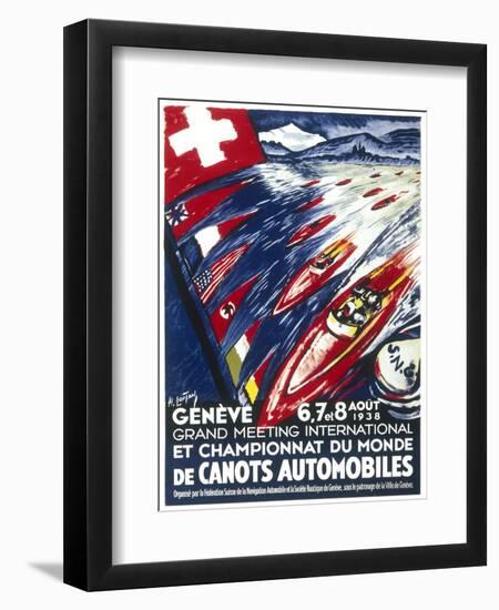 Poster for the World Motor Boat Championships in Geneva from the 6Th-8th August 1938-null-Framed Art Print