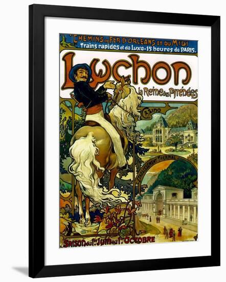 Poster for Trains to Luchon, France, 1895-Alphonse Mucha-Framed Giclee Print