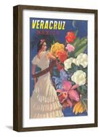 Poster for Veracruz, Mexico, Senorita with Flowers-null-Framed Art Print