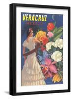 Poster for Veracruz, Mexico, Senorita with Flowers-null-Framed Art Print
