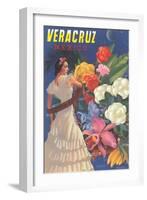 Poster for Veracruz, Mexico, Senorita with Flowers-null-Framed Art Print