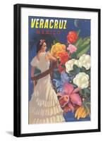 Poster for Veracruz, Mexico, Senorita with Flowers-null-Framed Art Print