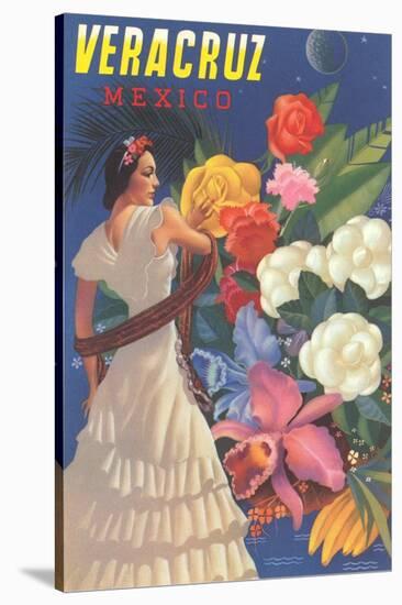 Poster for Veracruz, Mexico, Senorita with Flowers-null-Stretched Canvas