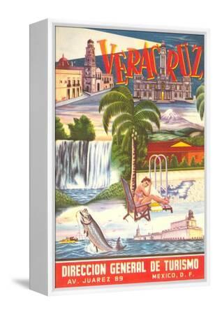 Framed Mexico Vintage Travel Advert  Affordable   Wall Art Print Artwork Home Decor: Choose Size Canvas Veracruz