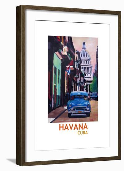 Poster Havana Cuba Street Scene Oldtimer Retro-Markus Bleichner-Framed Art Print