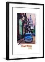 Poster Havana Cuba Street Scene Oldtimer Retro-Markus Bleichner-Framed Art Print