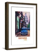 Poster Havana Cuba Street Scene Oldtimer Retro-Markus Bleichner-Framed Art Print