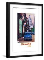 Poster Havana Cuba Street Scene Oldtimer Retro-Markus Bleichner-Framed Art Print