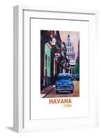 Poster Havana Cuba Street Scene Oldtimer Retro-Markus Bleichner-Framed Art Print