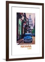 Poster Havana Cuba Street Scene Oldtimer Retro-Markus Bleichner-Framed Art Print