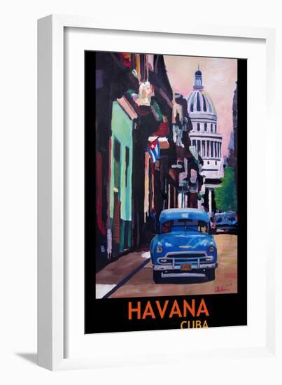 Poster Havana Cuba Street Scene Oldtimer Vintage-Markus Bleichner-Framed Art Print