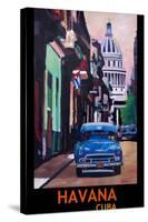 Poster Havana Cuba Street Scene Oldtimer Vintage-Markus Bleichner-Stretched Canvas