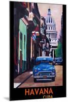 Poster Havana Cuba Street Scene Oldtimer Vintage-Markus Bleichner-Mounted Art Print