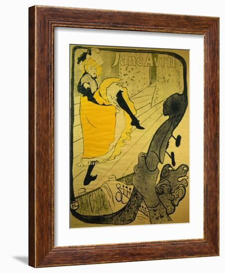 Poster: Jane Avril at the 'Jardins De Paris', 1893-Henri de Toulouse-Lautrec-Framed Art Print