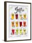 Poster Juice Menu with Glasses of Different Juices Drawing on Background of Dirty Paper-anna42f-Framed Art Print