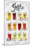 Poster Juice Menu with Glasses of Different Juices Drawing on Background of Dirty Paper-anna42f-Mounted Art Print