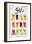 Poster Juice Menu with Glasses of Different Juices Drawing on Background of Dirty Paper-anna42f-Framed Art Print