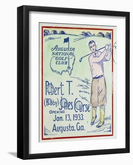 Poster marking the opening of the Bobby Jones course at Augusta, 1933-Unknown-Framed Giclee Print