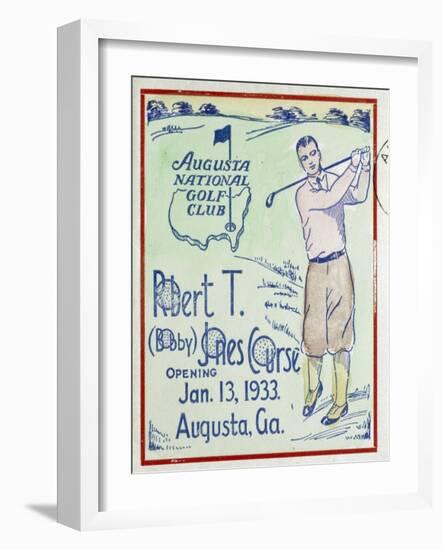 Poster marking the opening of the Bobby Jones course at Augusta, 1933-Unknown-Framed Giclee Print