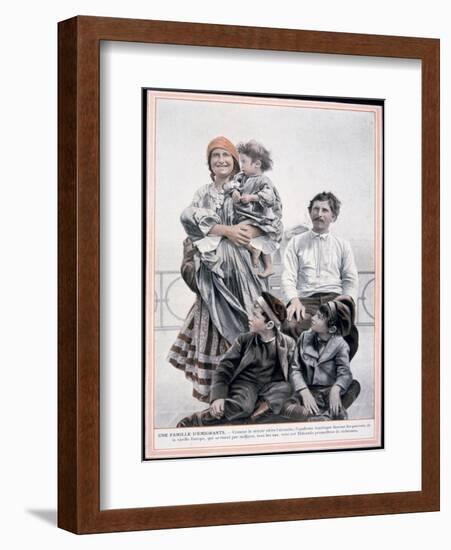 Poster of a European Immigrant Family on Ellis Island, 1910-null-Framed Giclee Print